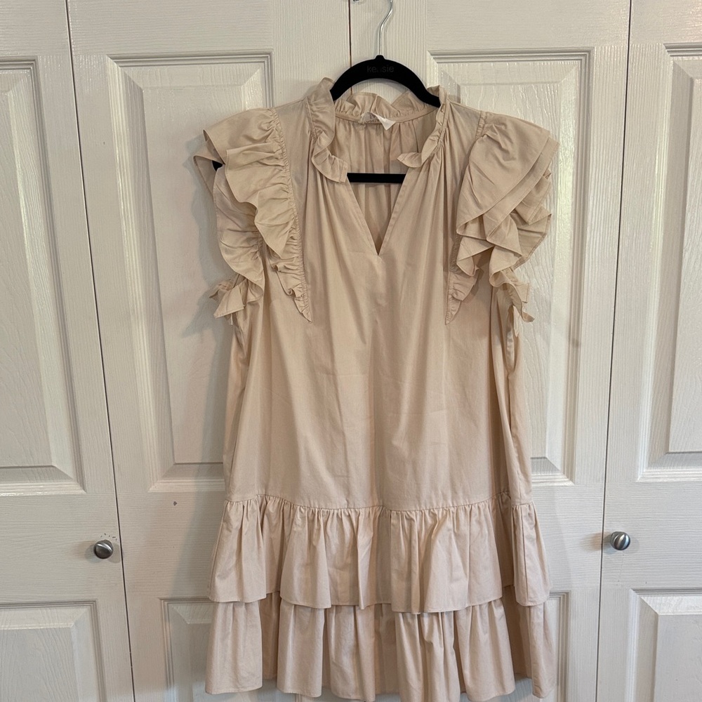 Fantastic Fawn Cream Ruffle Dress